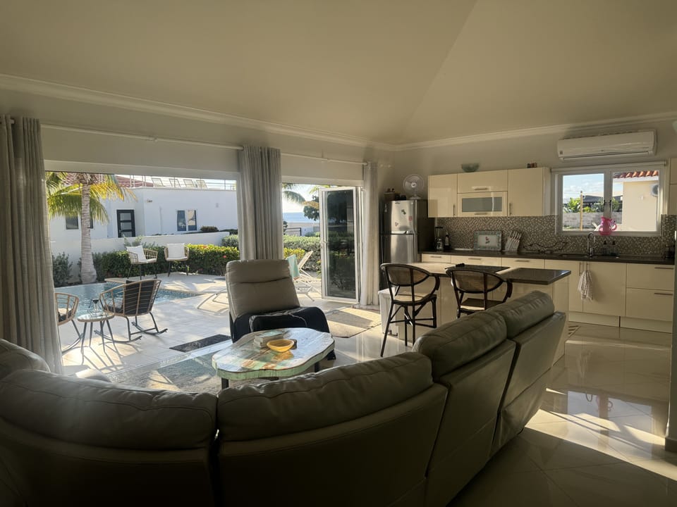 sitting area and kitchen