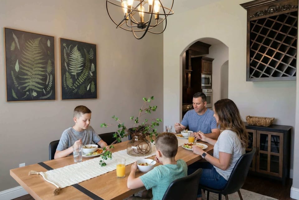 From family dinners to casual bites, this dining space is ready for all your culinary adventures.