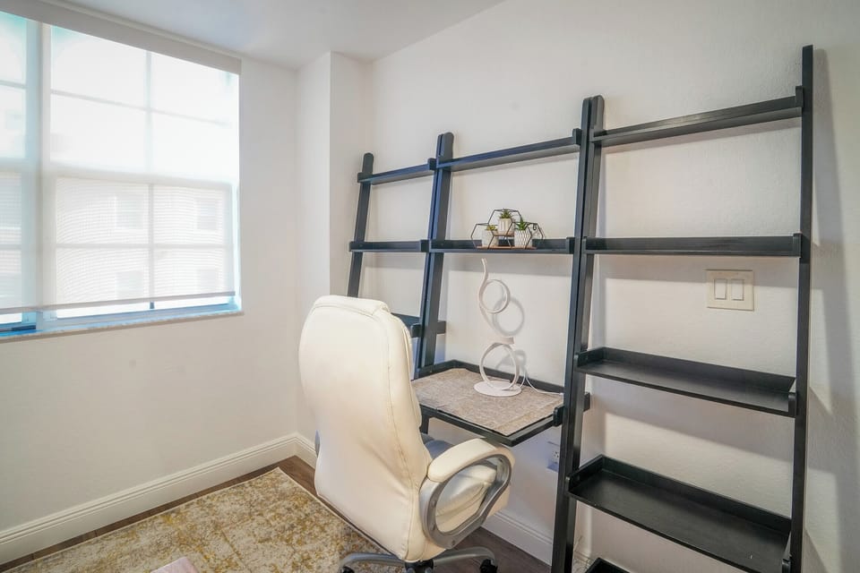 Bedroom 2 with Bookshelves, Desk and Office Chair
