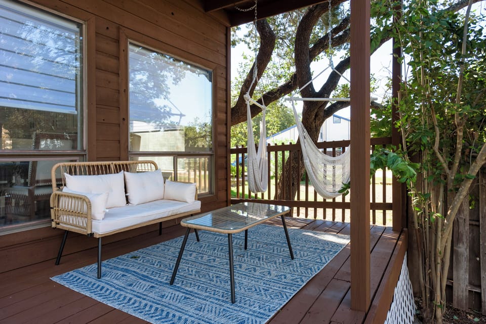 Hammock chairs are perfect for morning coffee or afternoon reading areas.