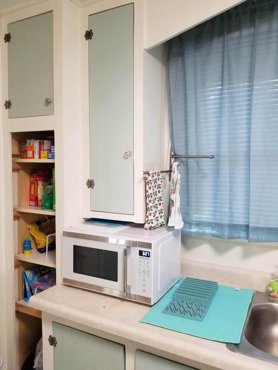 Kitchen pantry and microwave