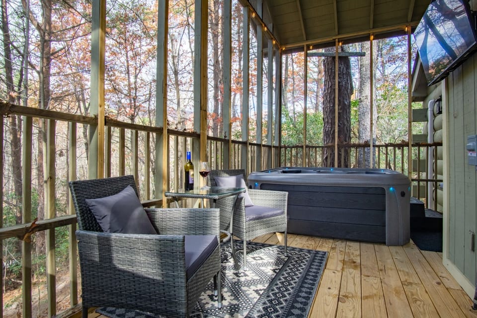 Relax on the deck surrounded by nature — perfect for morning coffee or evening wine.