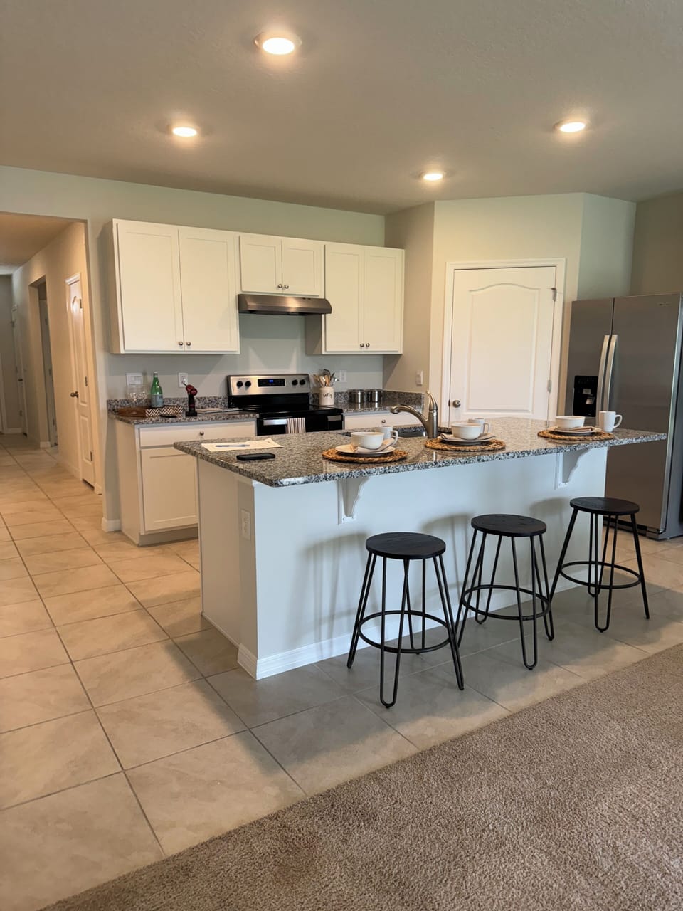 Open floor plan kitchen seating island