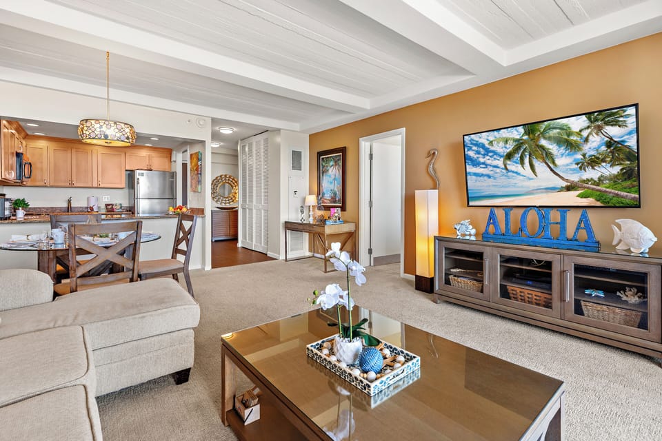Bright, breezy, and made for island living Unwind in a spacious living room where comfort meets coastal charm. Your perfect place to relax after a day in paradise.