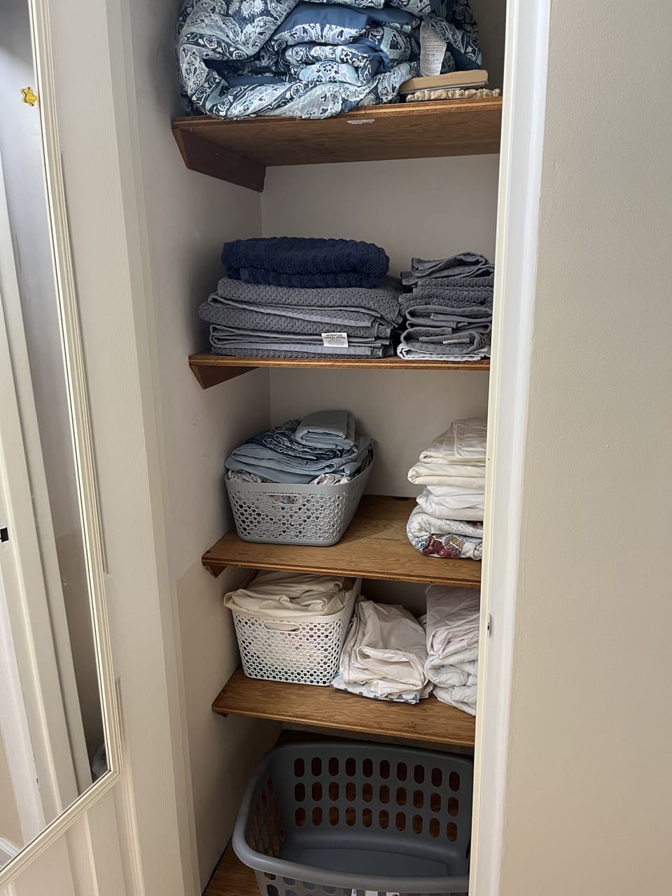 Extra towels and linens are in the hall closet. 