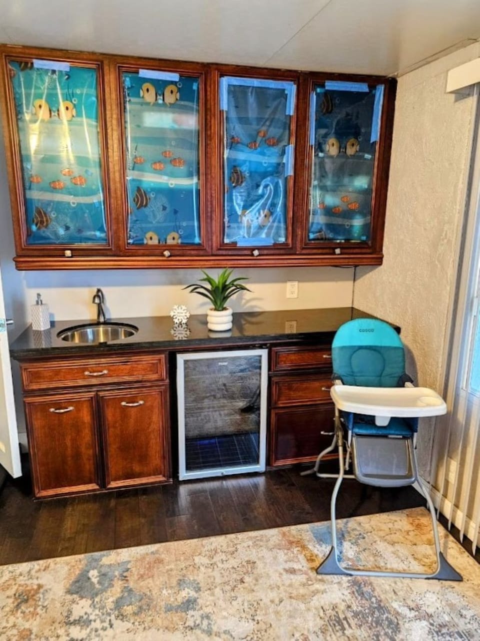 Kids room off kitchen.