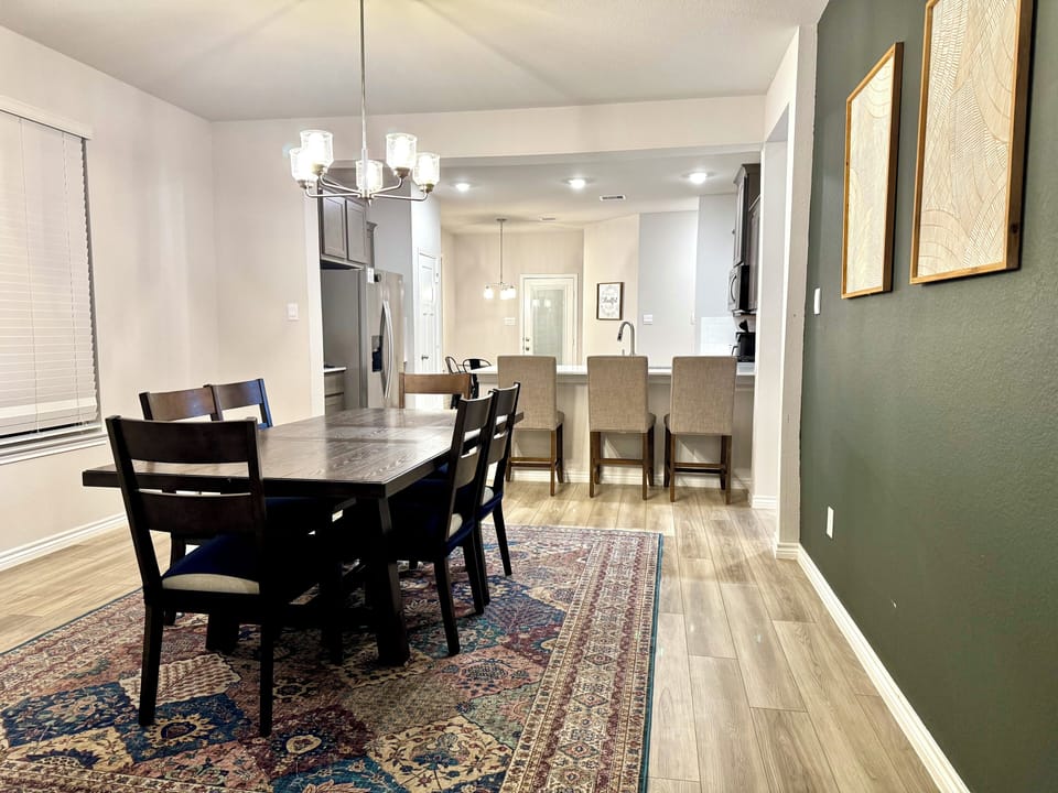 Table can condense for game nights.