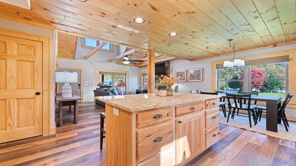 Cozy kitchen with natural wood accents, perfect for family meals and gatherings!