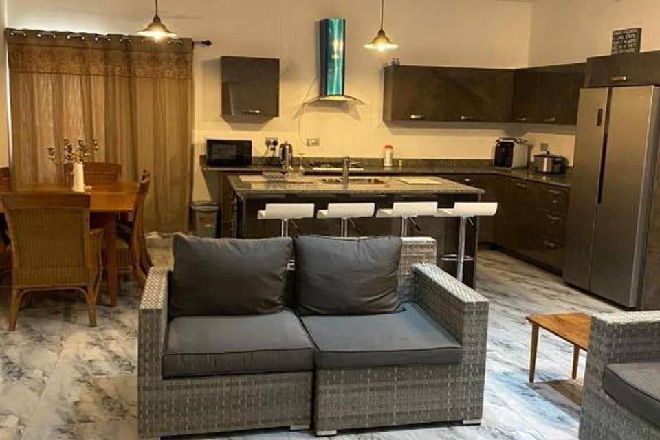 A view from the TV area on to the dining area 