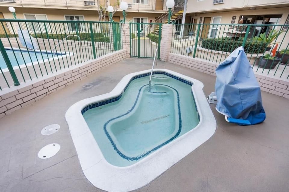 Slip into soothing warm water in this tucked-away hot tub.