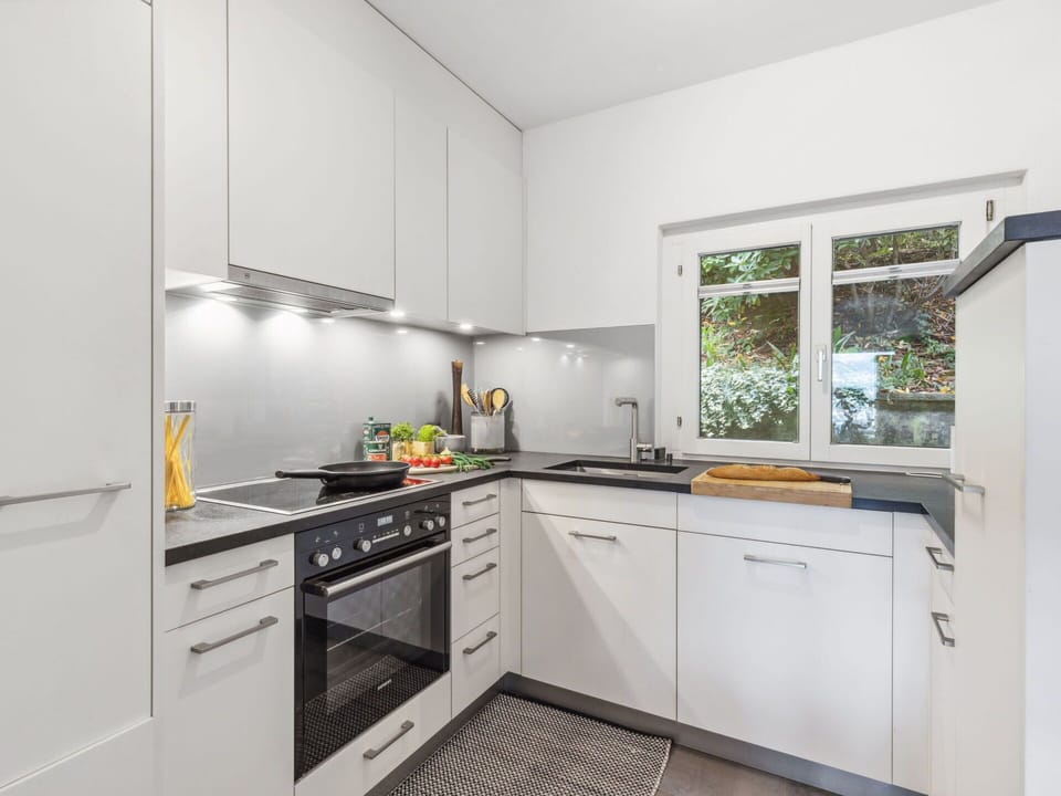 Cabinetry, Countertop, Sink, Kitchen Sink, Kitchen, Kitchen Stove, Building, Kitchen Appliance, Window, Flooring