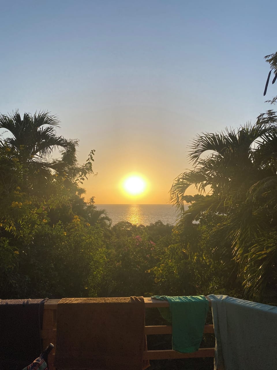 View of sunset from the private deck/patio.