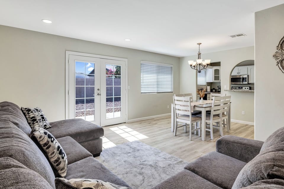 Living room and dining room