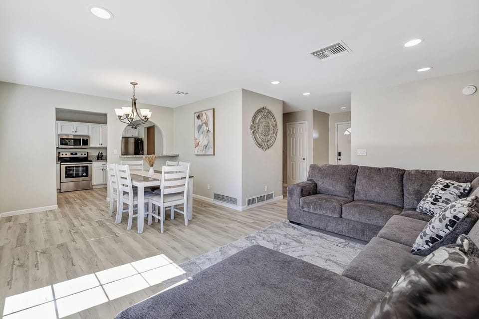 Living room and dining room