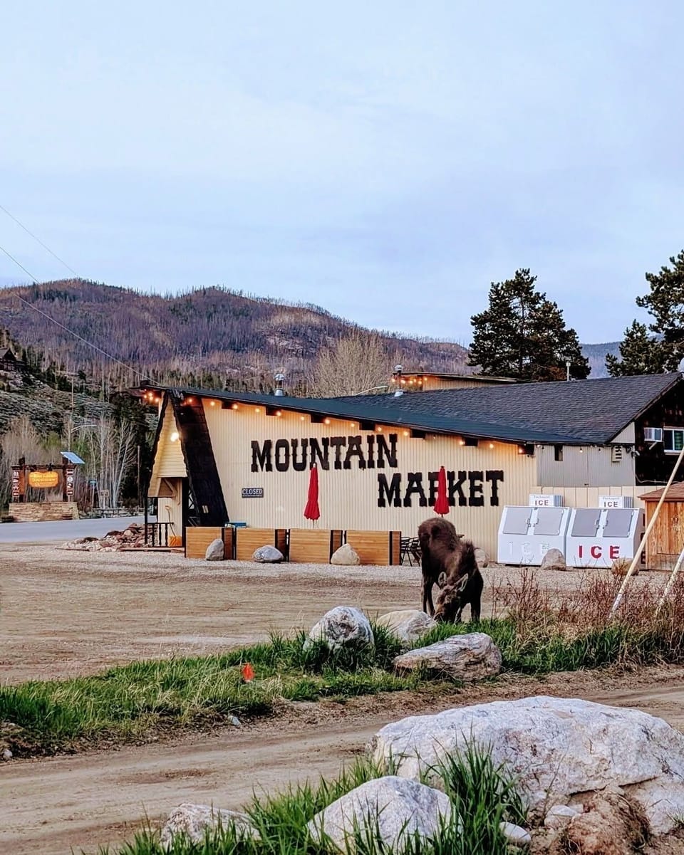 Mountain Market Grocery right across the street from our home. 
Very convenient