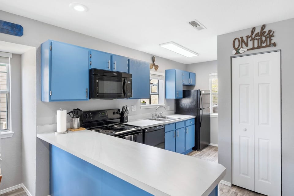 A spacious kitchen island perfect for cooking, casual dining, or gathering with friends and family.