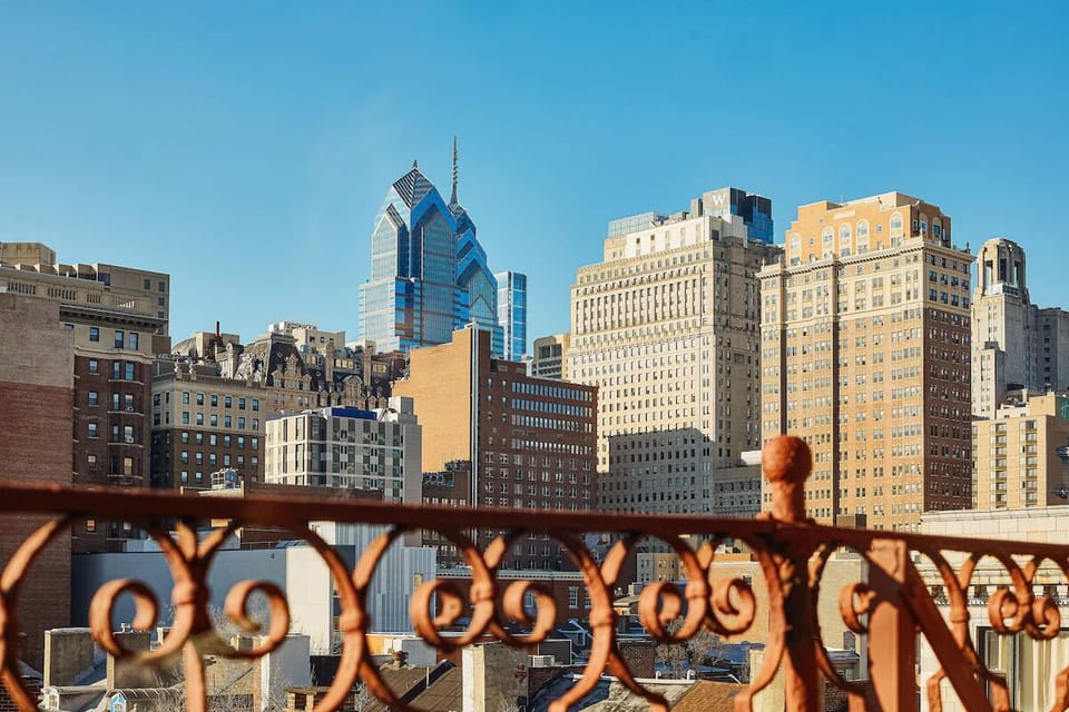 Soak in sweeping skyline views from the ironwork balcony.