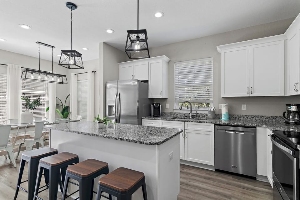 Additional seating at the kitchen island.