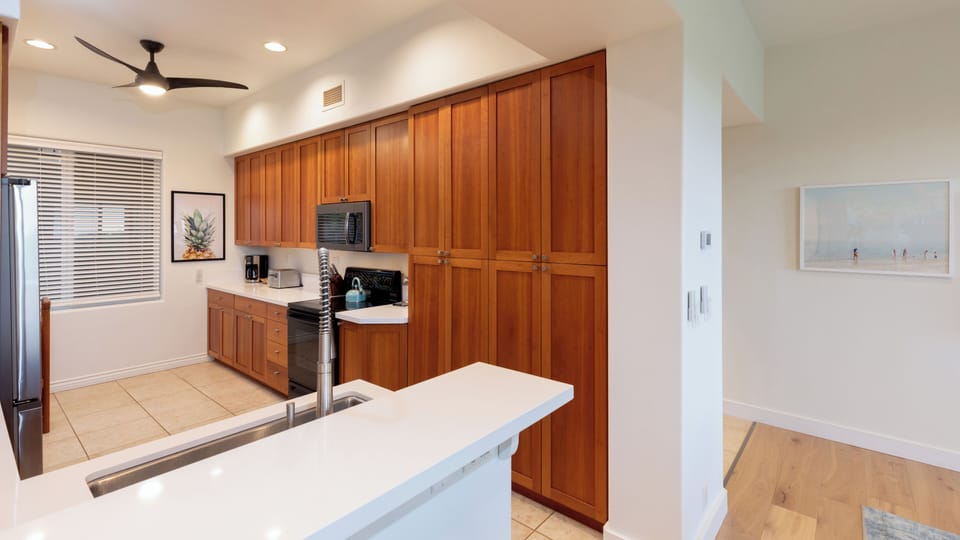 Spacious kitchen with lots of storage with newly updated countertops