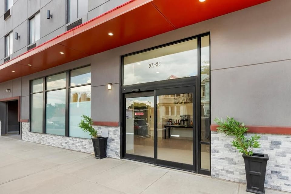 Arrive with ease at a modern entrance and warm welcome.