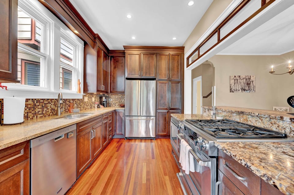 Indoors, Hardwood, Floor, Kitchen, Stained Wood