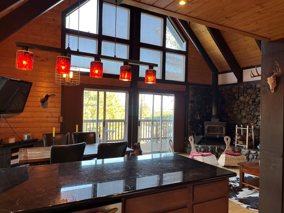 View from kitchen and bar area