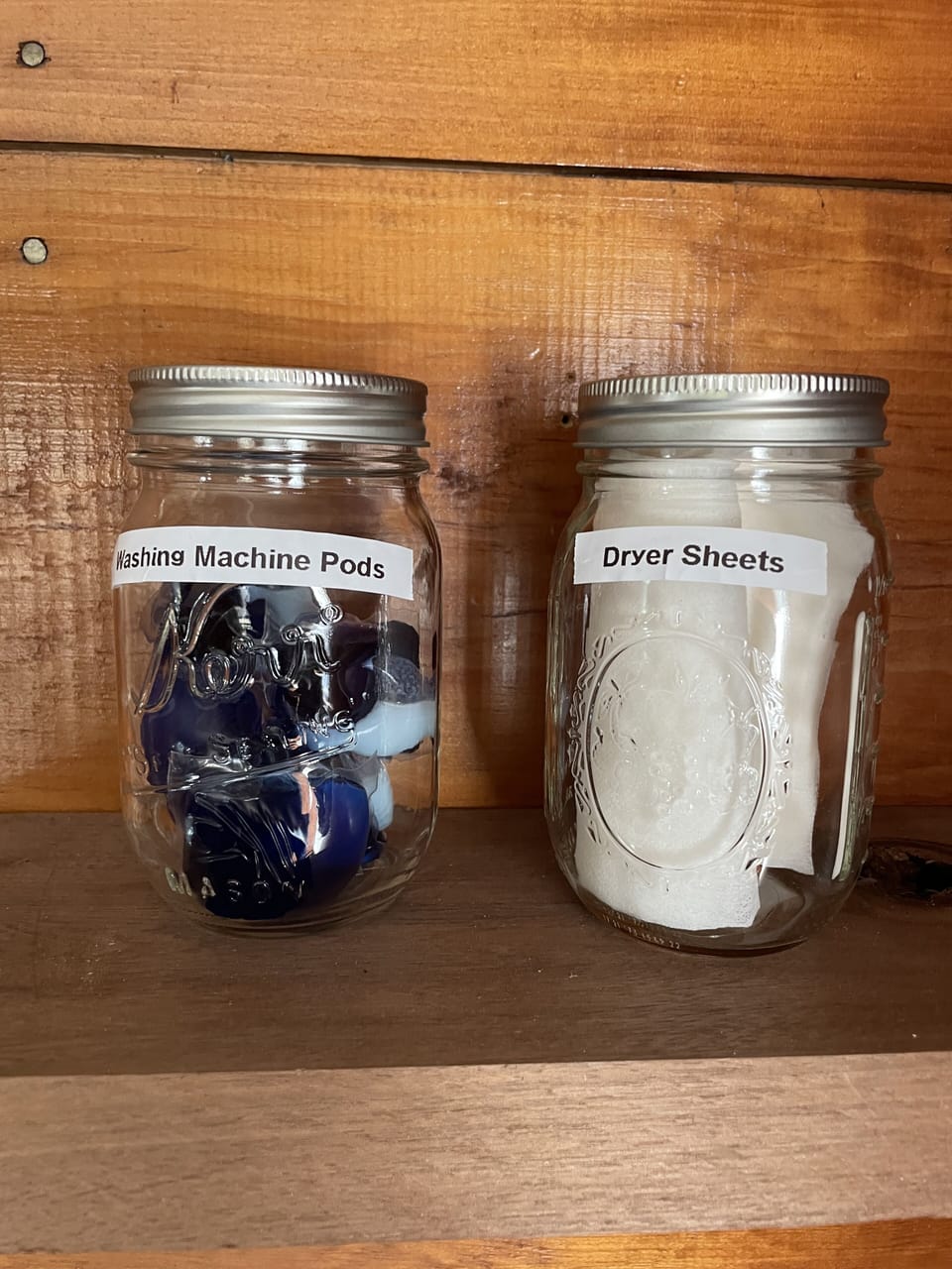 Laundry pods and dryer sheets are available