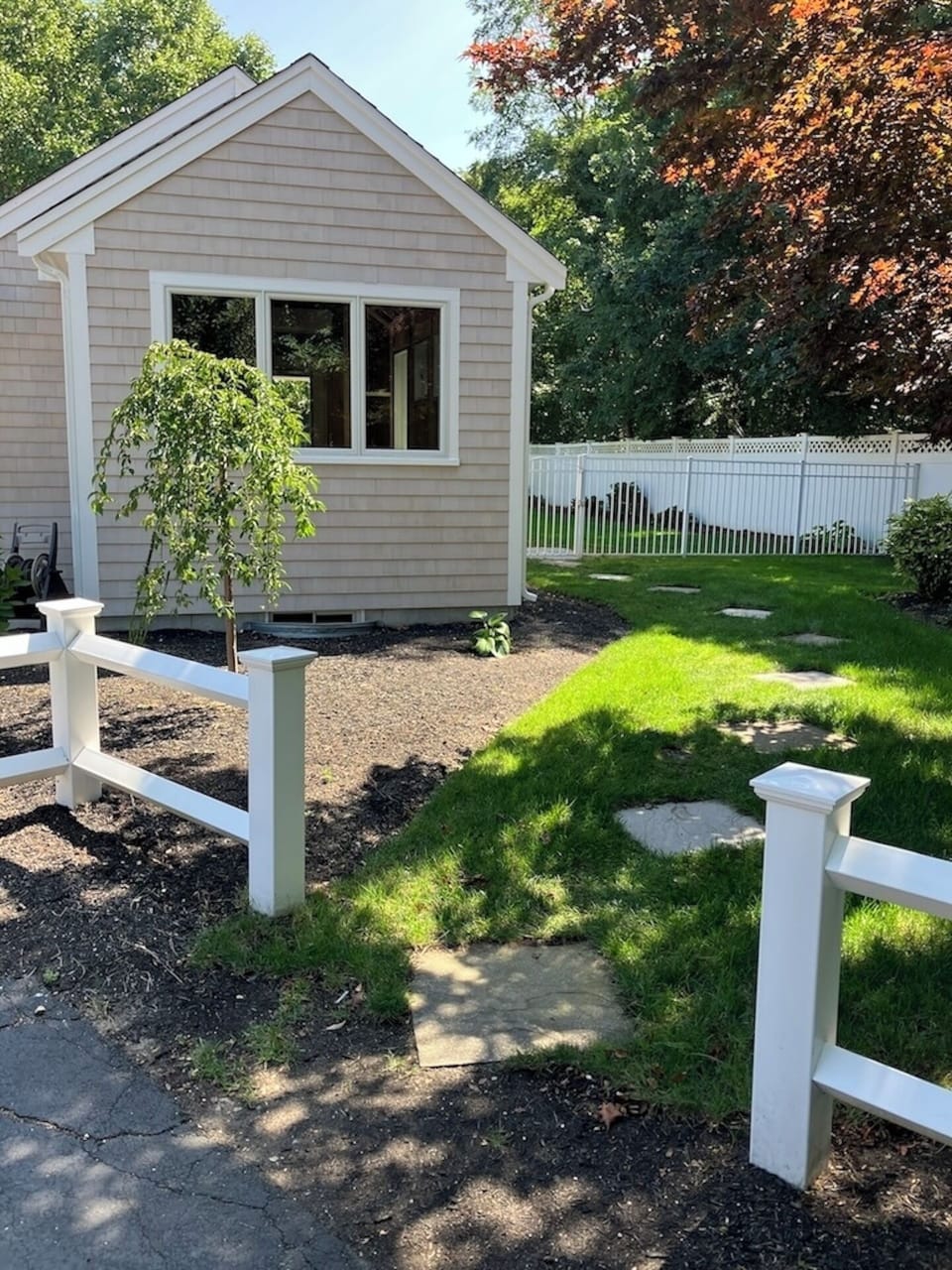 Private entrance and parking area