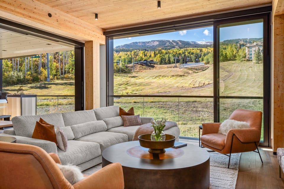 Huge view of ski area from living room and deck.