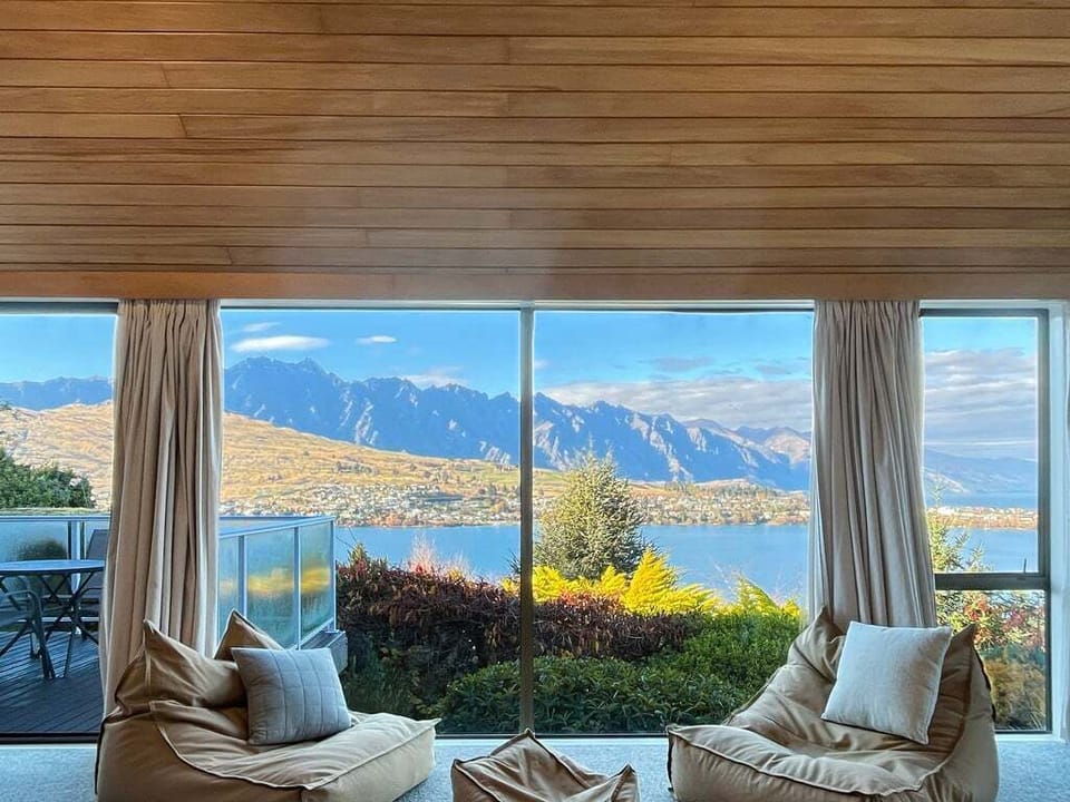 Lake and mountain vistas from indoors