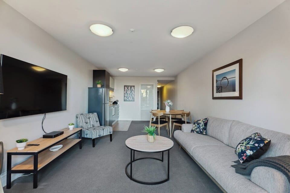 Large living area featuring all new furniture as of June 2024.