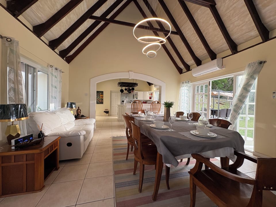 Dining, lounge and patio