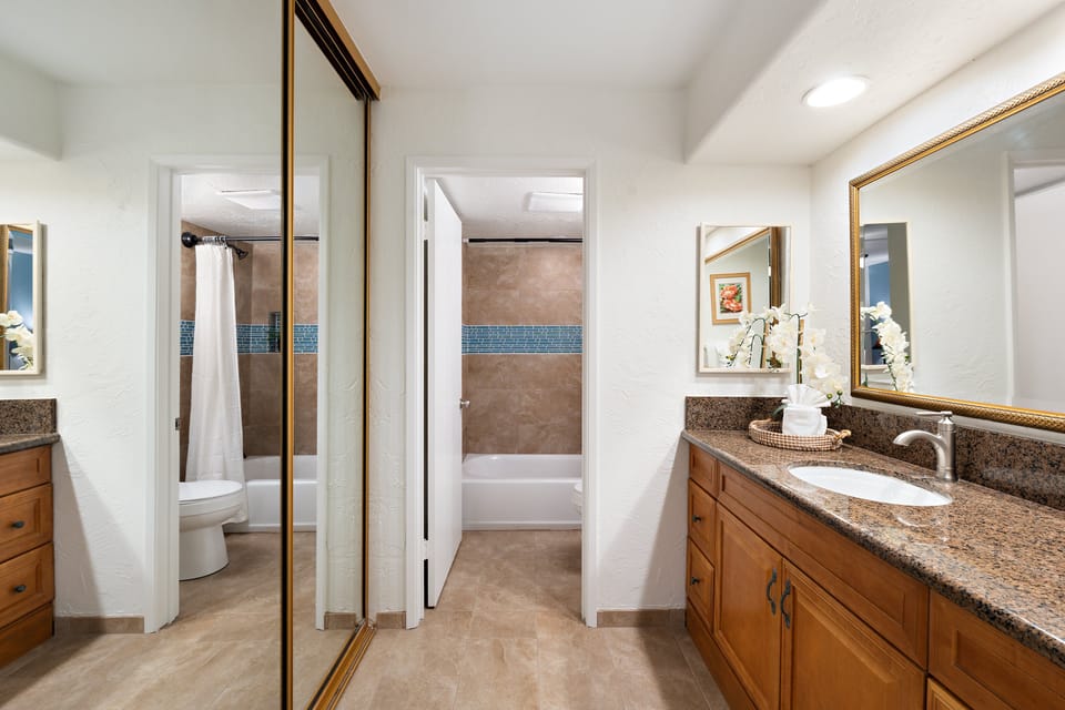 Well-designed bath space for added comfort and convenience.