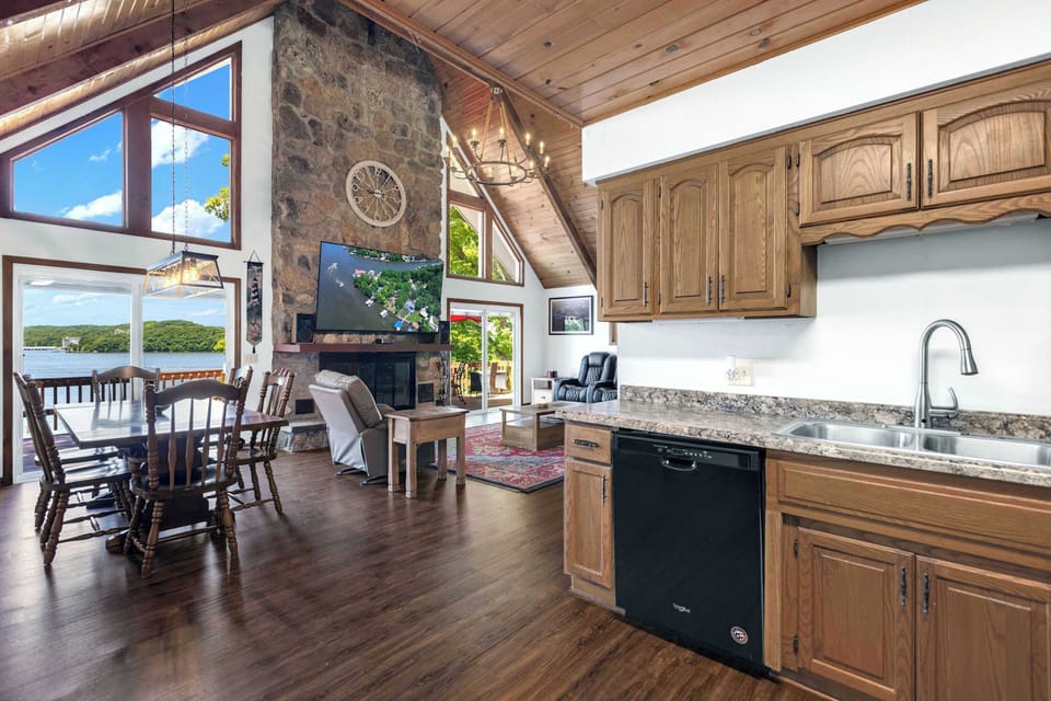 The open kitchen offers ample space & all the comforts of home