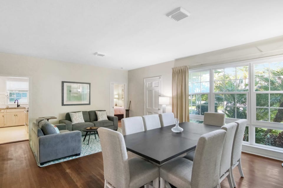 Dining table with seating for 8