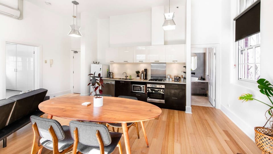 Bright designer kitchen and dining zone perfect for entertaining