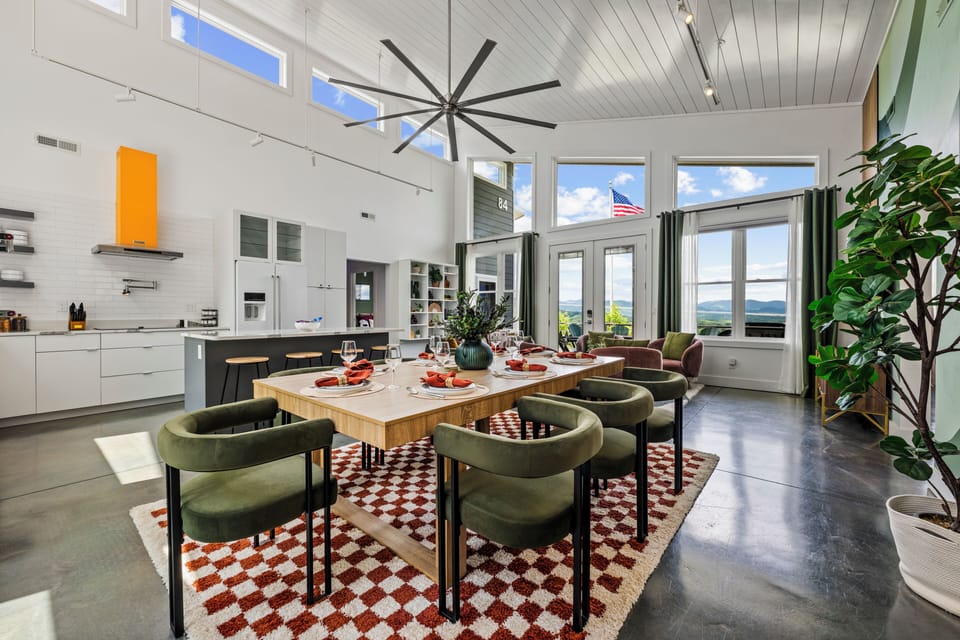 Bright open spaces with mountain views made for gathering together.