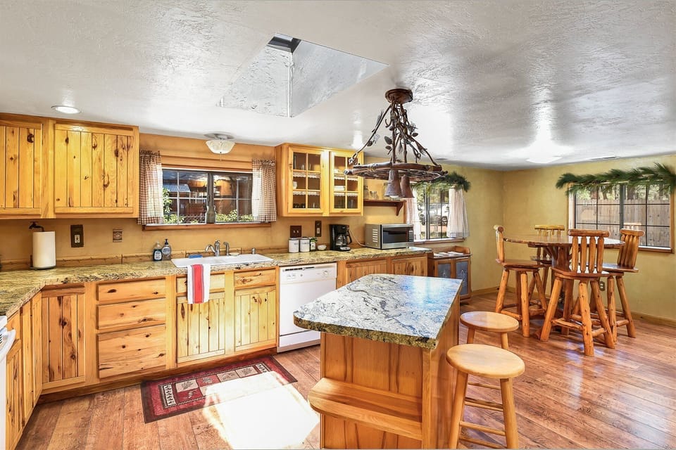 Prepare delicious meals in the spacious kitchen, complete with a counter for all your cooking needs.