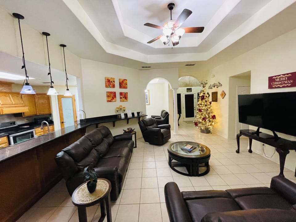 Spacious living room with recliners. Additional seating in 2nd living area