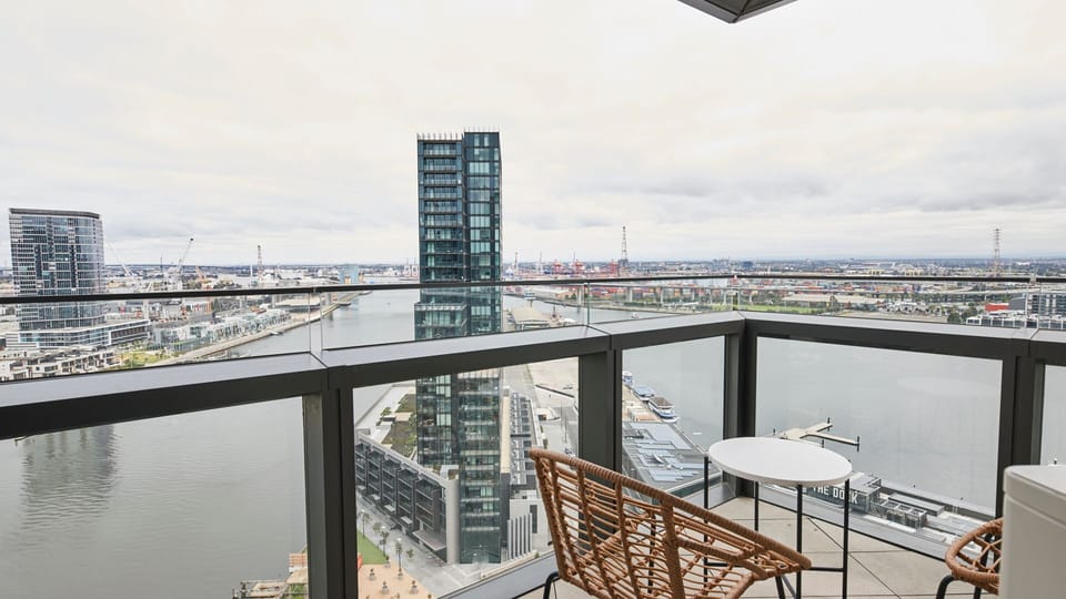 Balcony with a stunning view of the Docklands