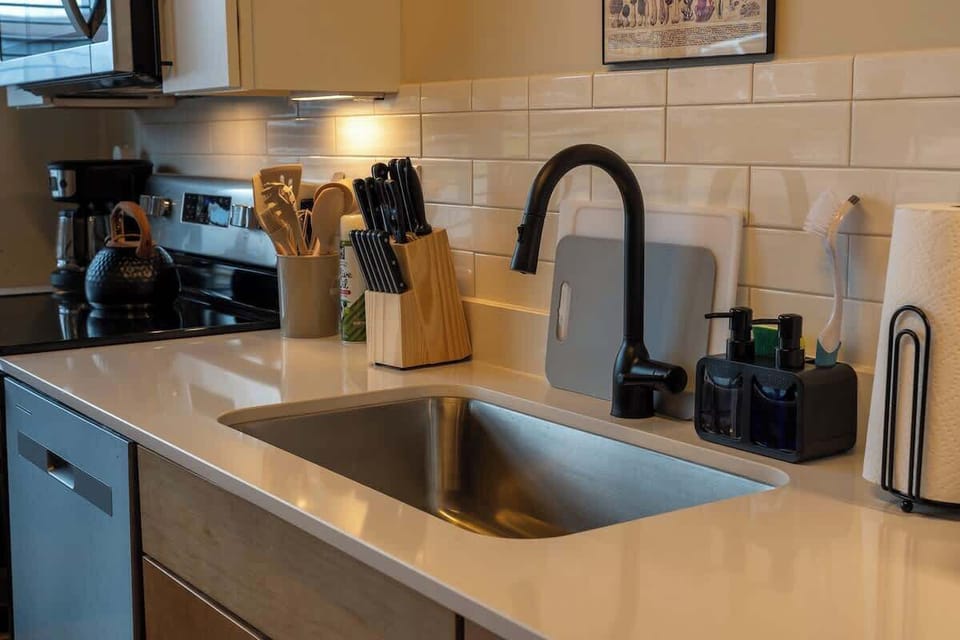Functional kitchen sink area with essentials