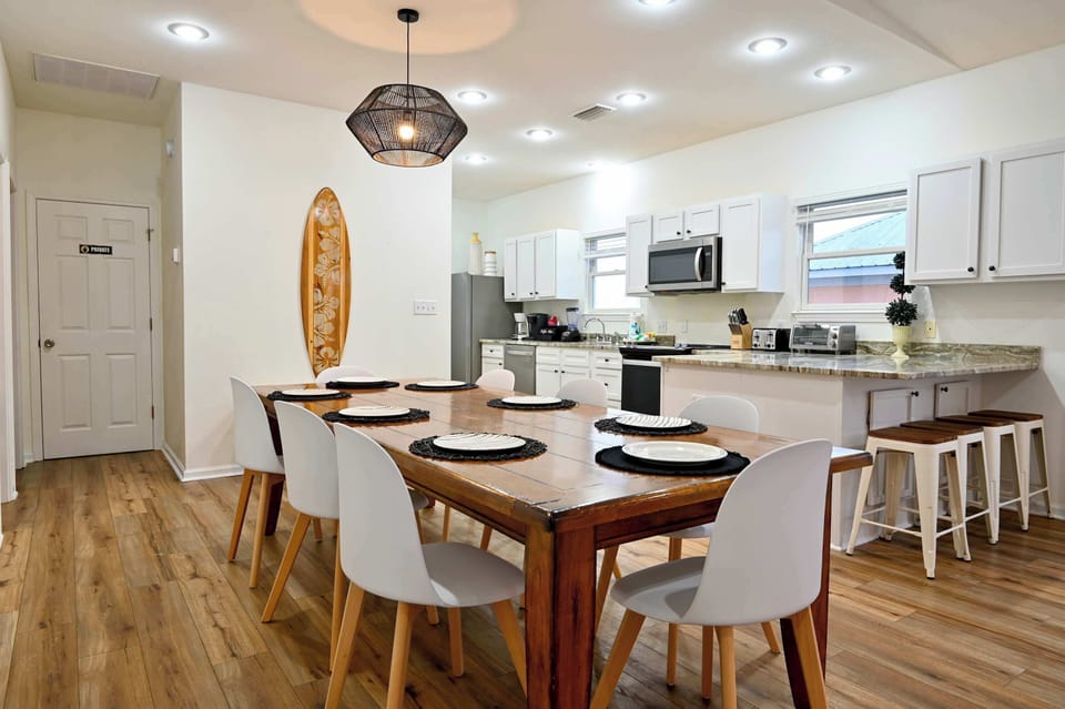 Dining table with seating for 8