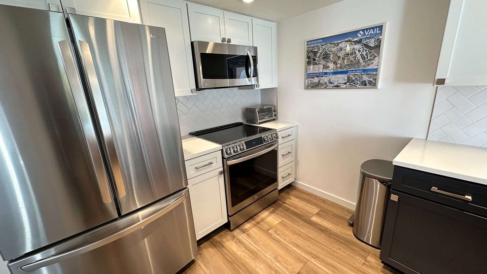 Stainless steel appliances in the kitchen