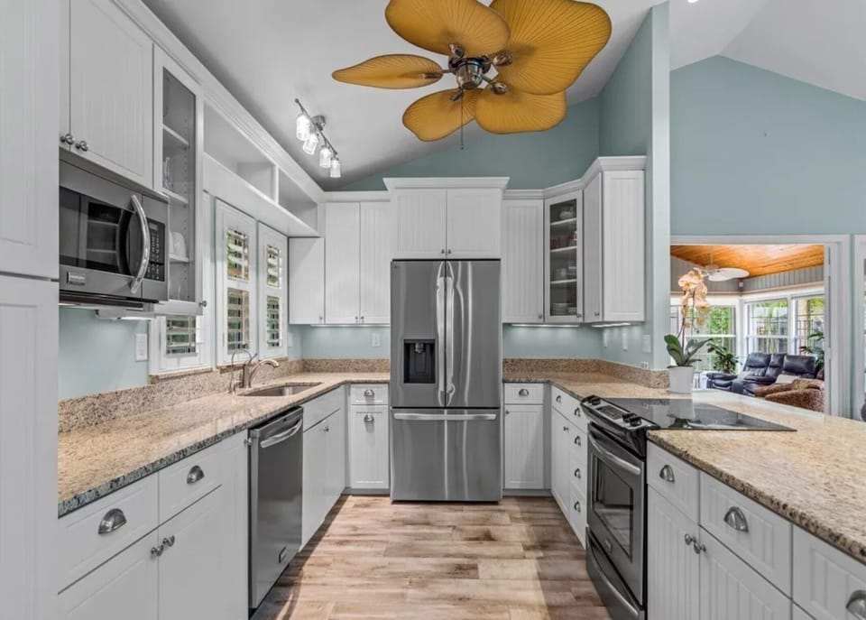 Kitchen open to living area