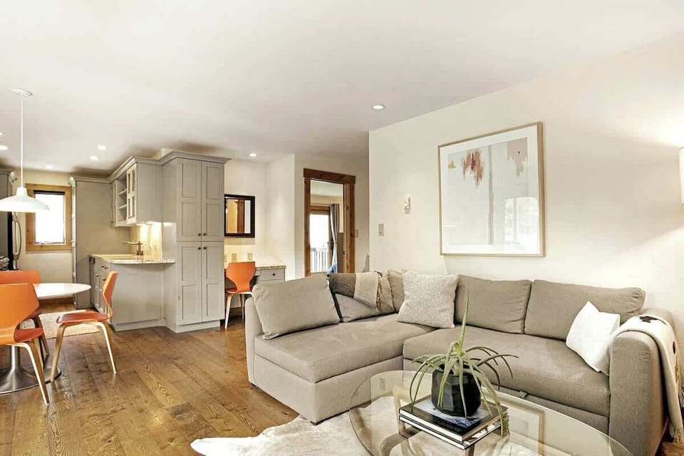 Open-concept living and dining area.