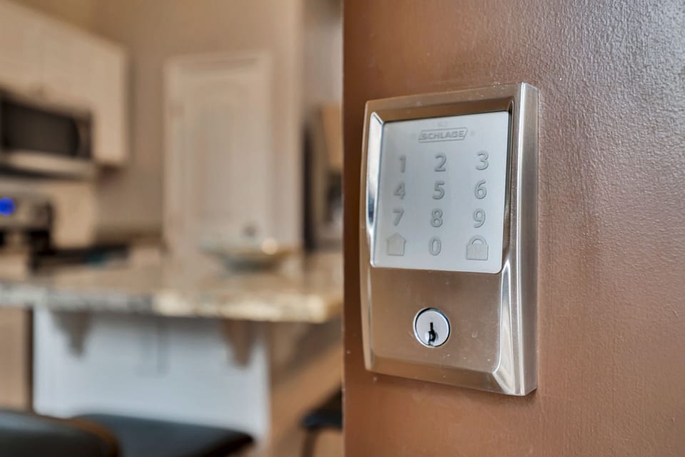 Keypad entry for easy, secure access anytime during your stay.