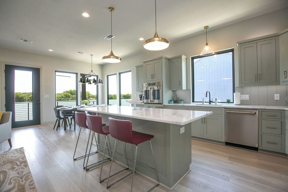 4 stools around the counter