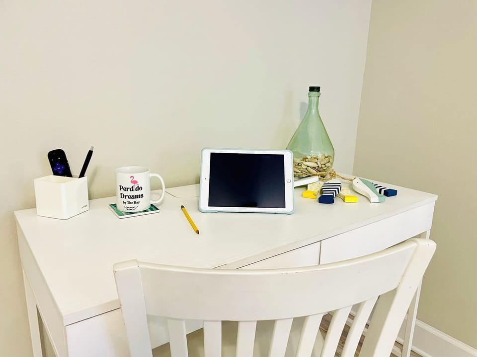 Plenty of space for work available in the guest bedroom.