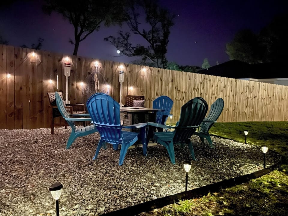 Enjoy sitting around the fire pit during the cooler fall and winter nights.