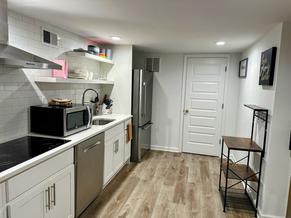 Fully equipped spacious kitchen space.